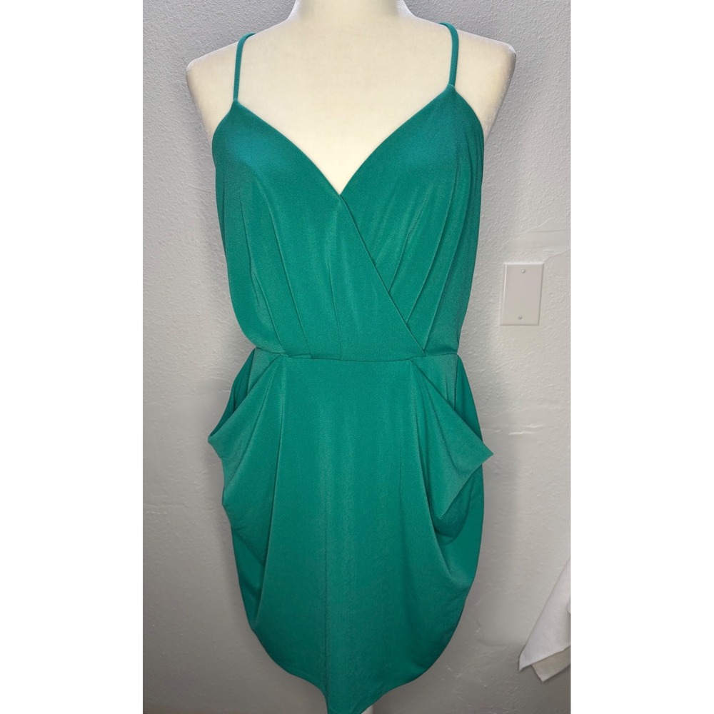 BCBGeneration Juniper Green Surplice Mini Dress NWT Size M Cocktail Party Chic